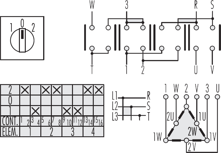 Схема подключения кулачкового переключателя звезда треугольник